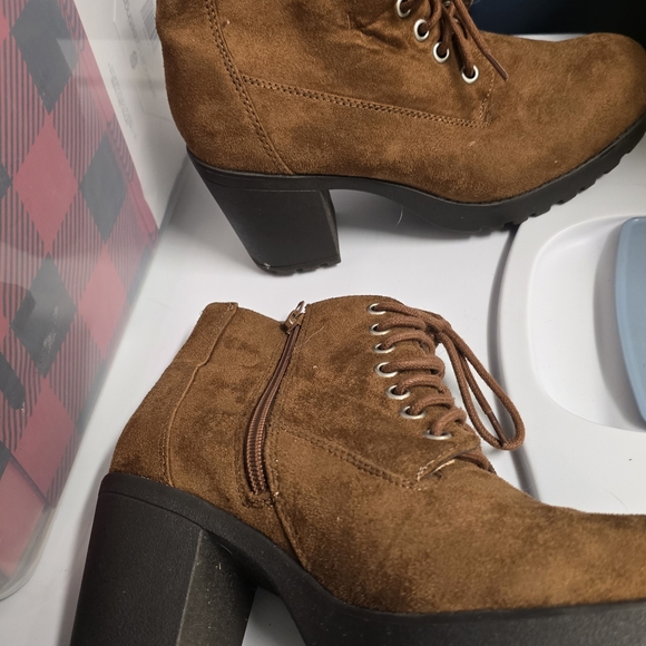 Soda Shoes - SODA Brown Suede Heel Ankle Boots